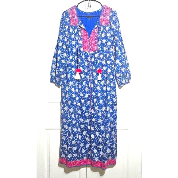J. Crew Belted‎ Tunic Dress Festival Bohemian Midi/Maxi Length Medium Relaxed - Picture 1 of 12